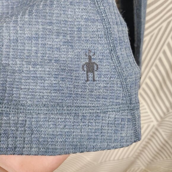 Smartwool Sz Small 100% Merino Wool Thermal Ribbed Turtleneck Top Blue Layering - Picture 3 of 5